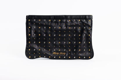 MIU MIU Black Leather Studded Cutch