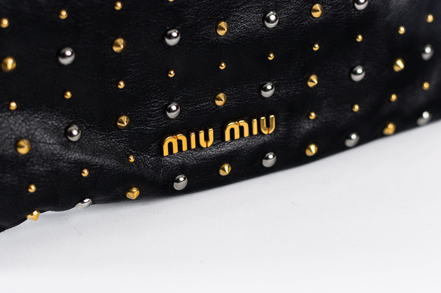 MIU MIU Black Leather Studded Cutch