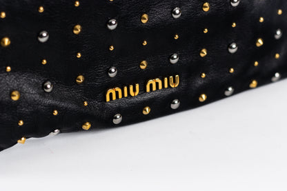 MIU MIU Black Leather Studded Cutch