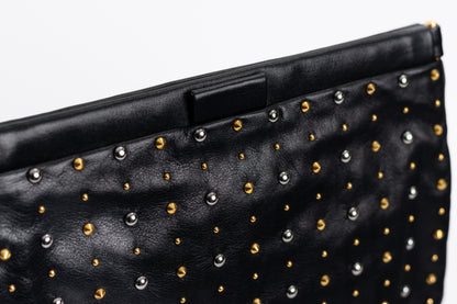 MIU MIU Black Leather Studded Cutch