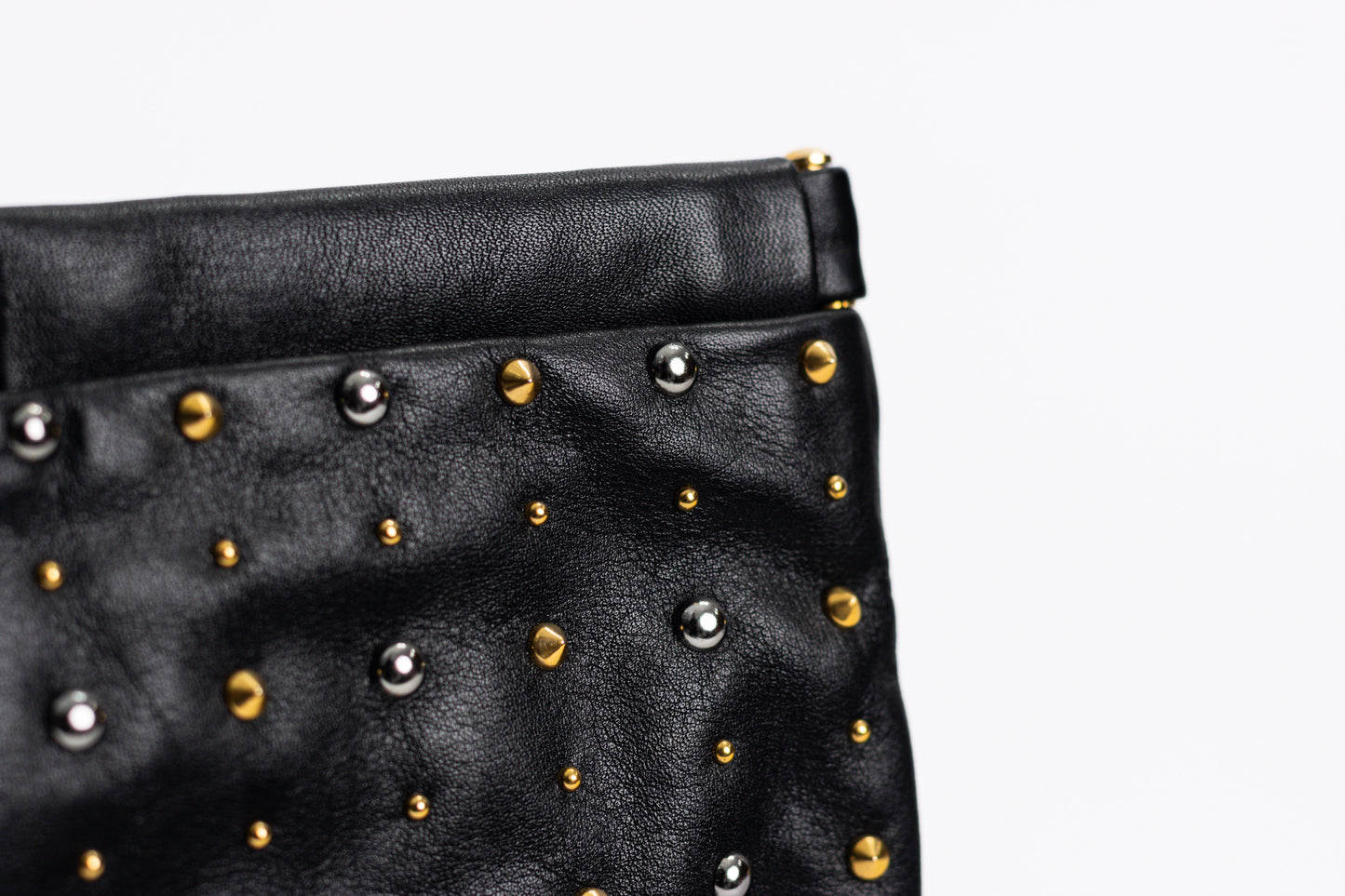 MIU MIU Black Leather Studded Cutch