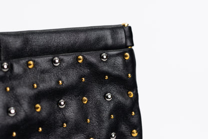 MIU MIU Black Leather Studded Cutch