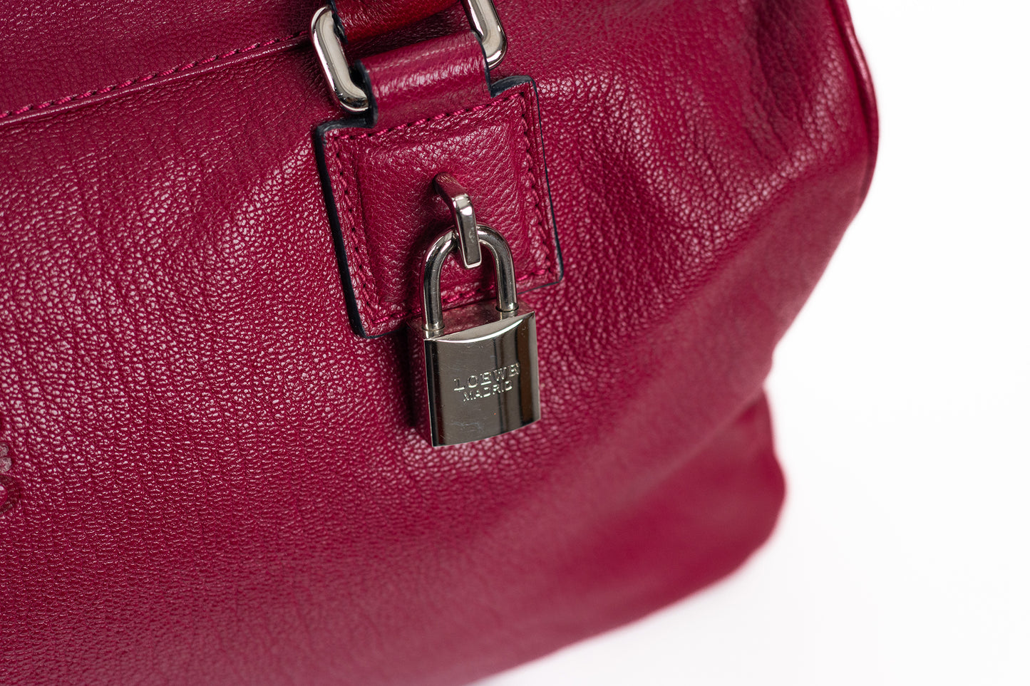 Loewe Anagram Hand Bag Leather Bordeux Silver