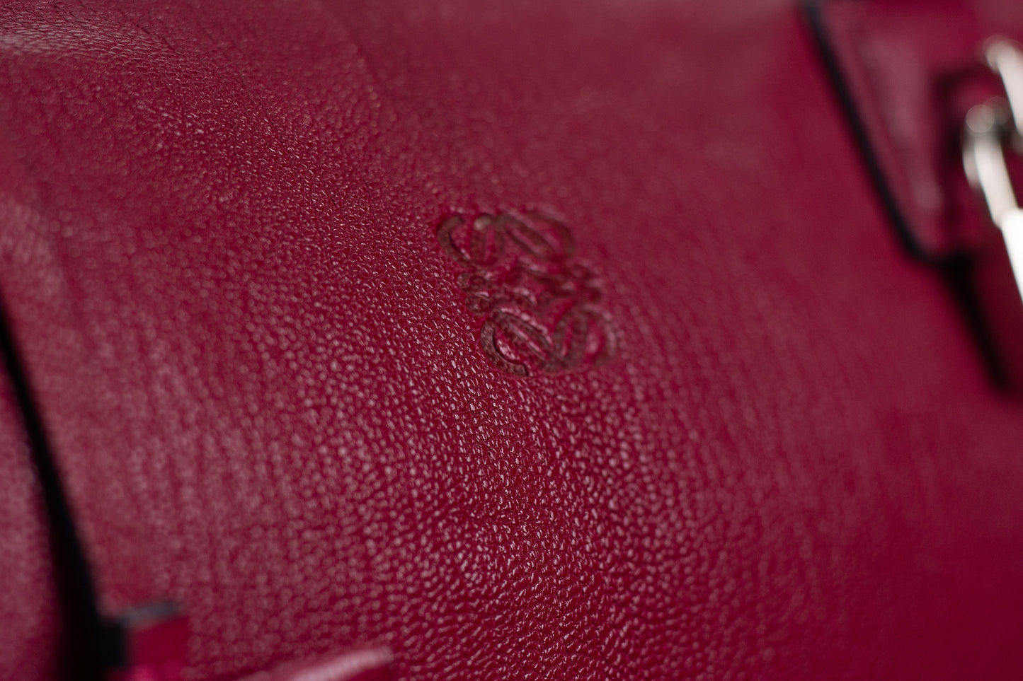 Loewe Anagram Hand Bag Leather Bordeux Silver