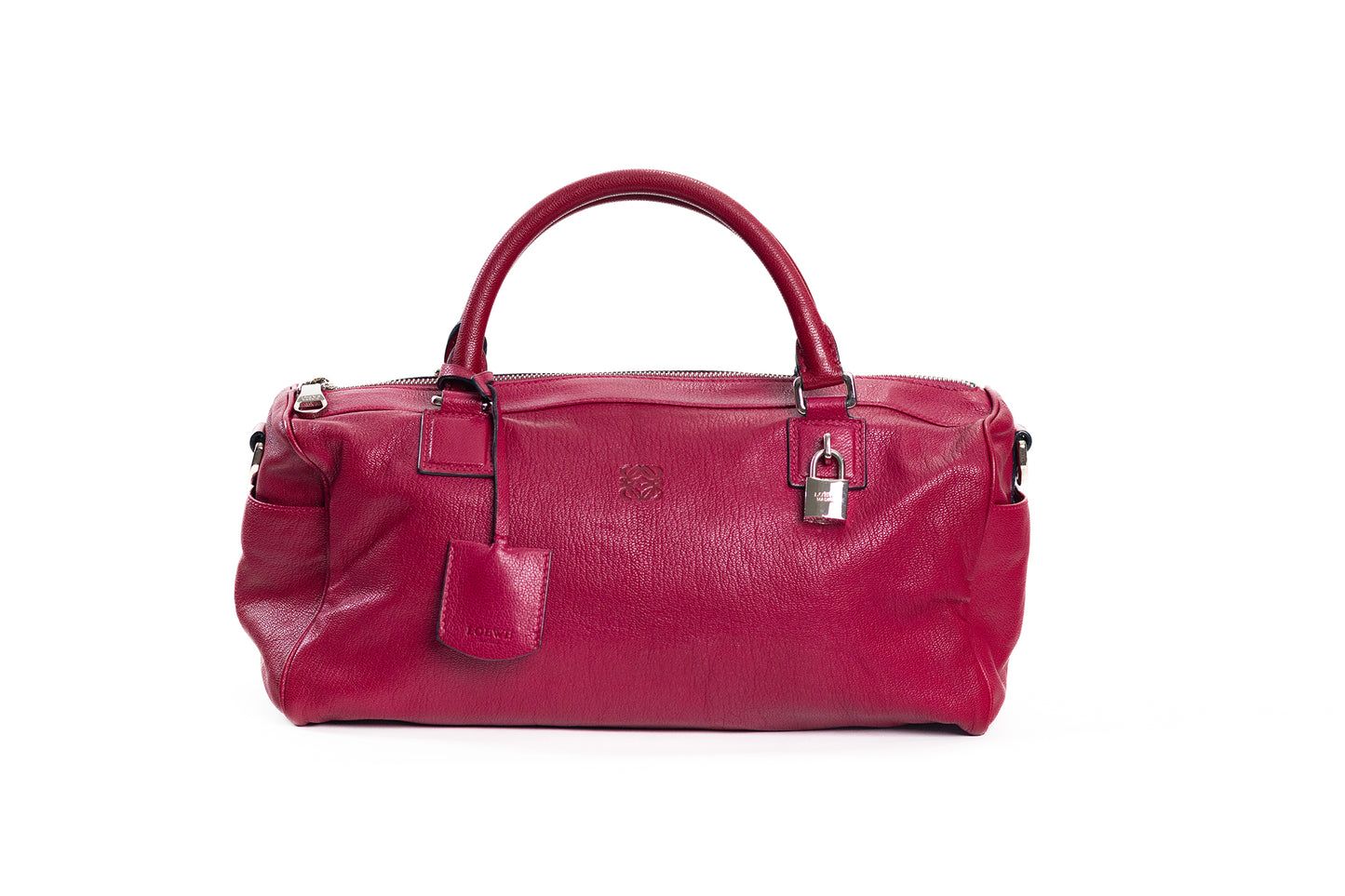 Loewe Anagram Hand Bag Leather Bordeux Silver