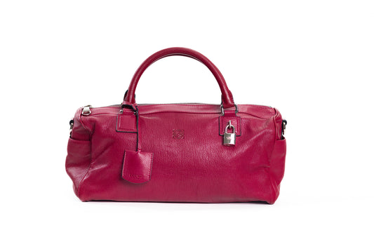 Loewe Anagram Hand Bag Leather Bordeux Silver