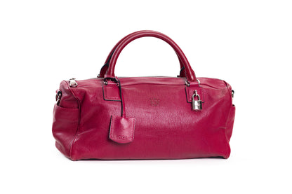 Loewe Anagram Hand Bag Leather Bordeux Silver