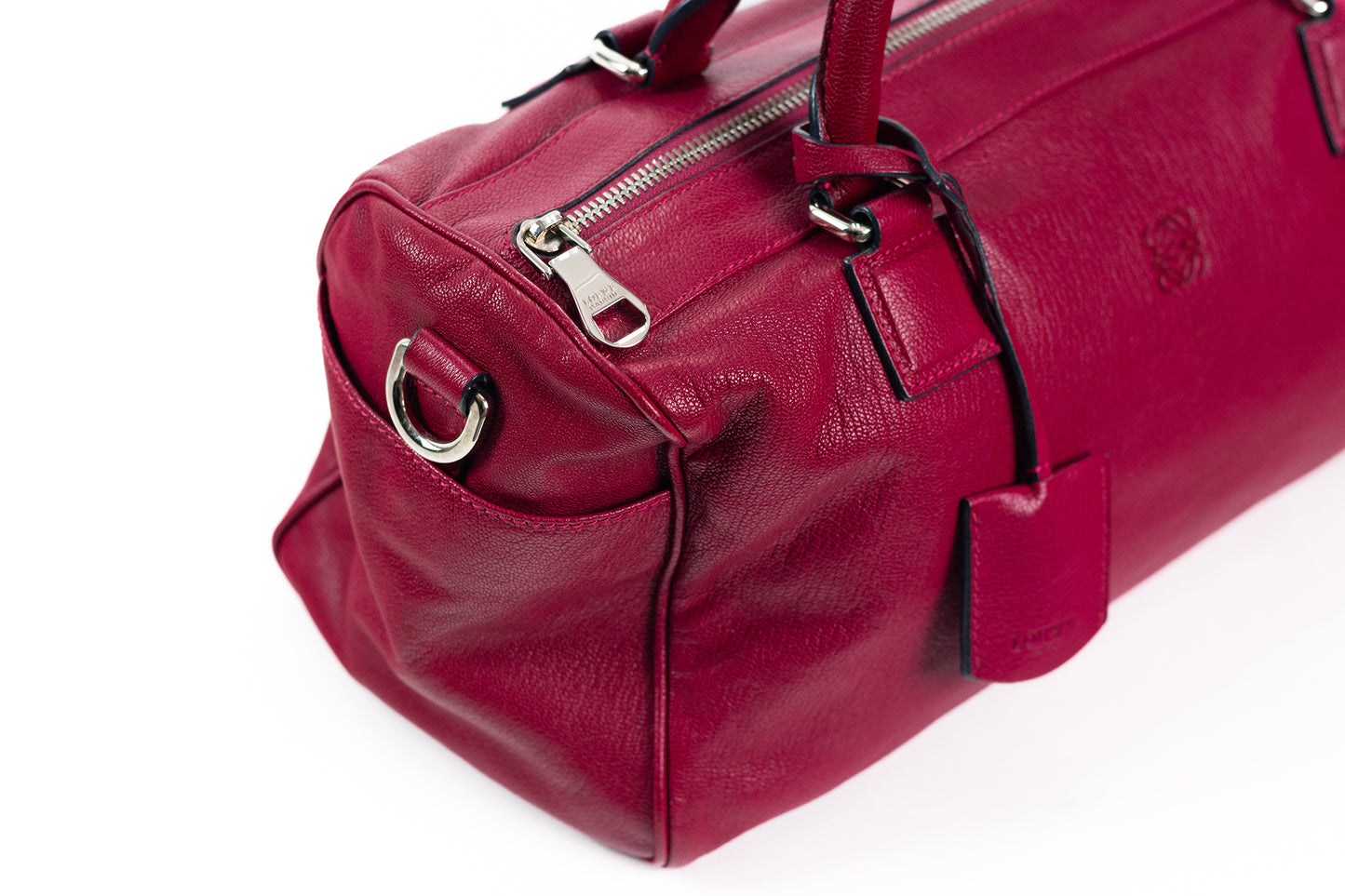 Loewe Anagram Hand Bag Leather Bordeux Silver