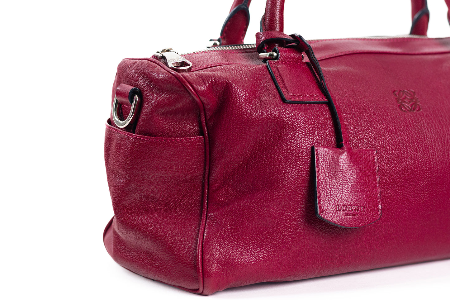 Loewe Anagram Hand Bag Leather Bordeux Silver