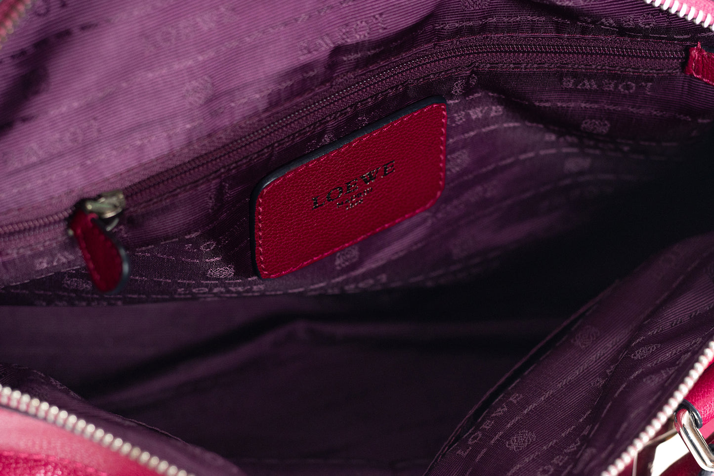 Loewe Anagram Hand Bag Leather Bordeux Silver