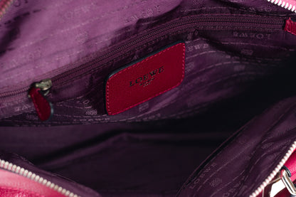 Loewe Anagram Hand Bag Leather Bordeux Silver