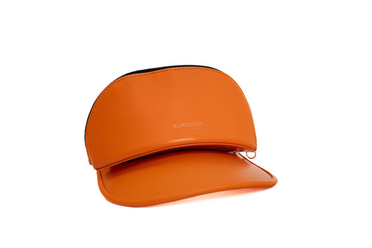 Burberry Ladies Bright Orange Zipped-Pouch Visor Hat