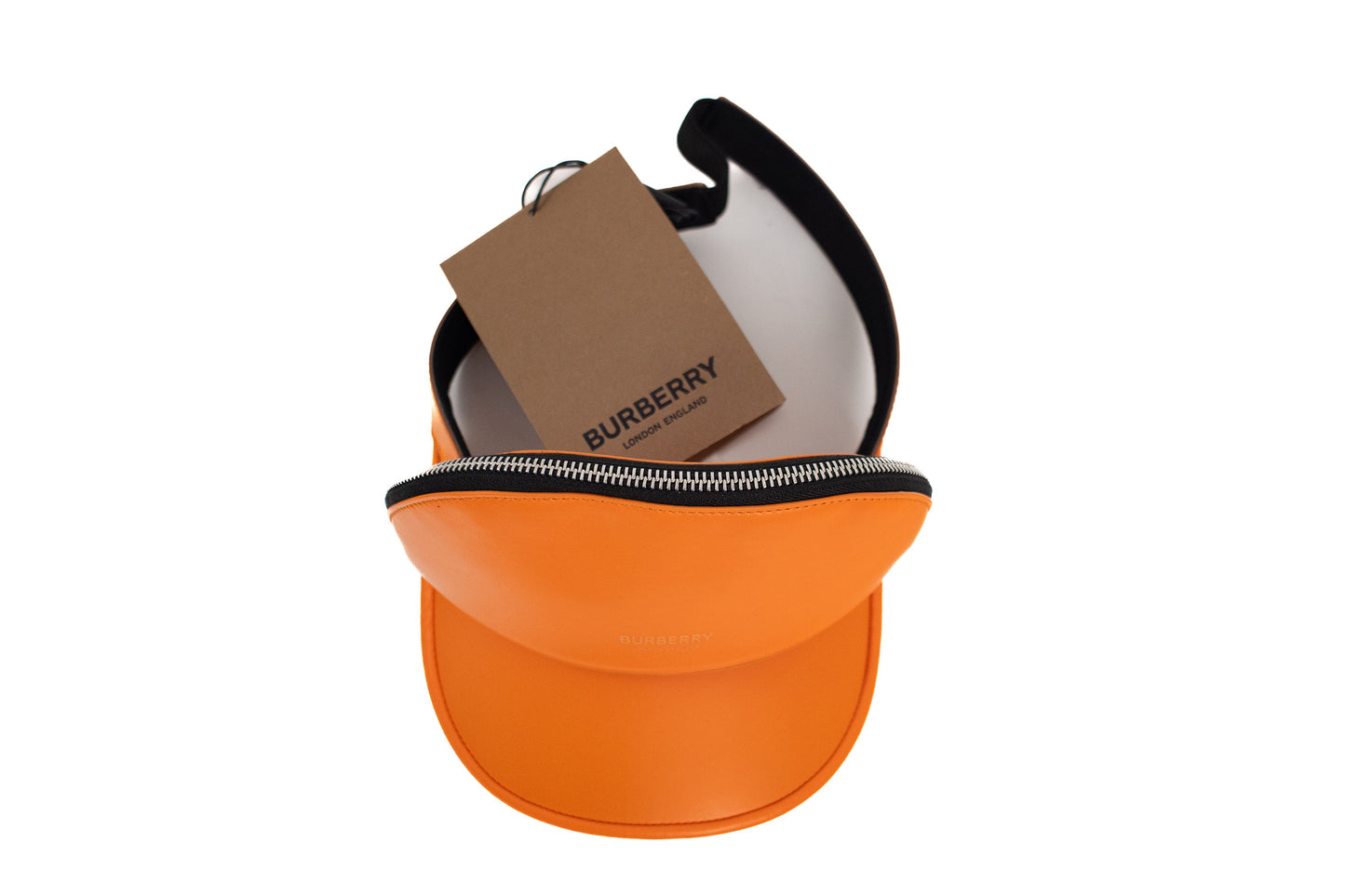 Burberry Ladies Bright Orange Zipped-Pouch Visor Hat