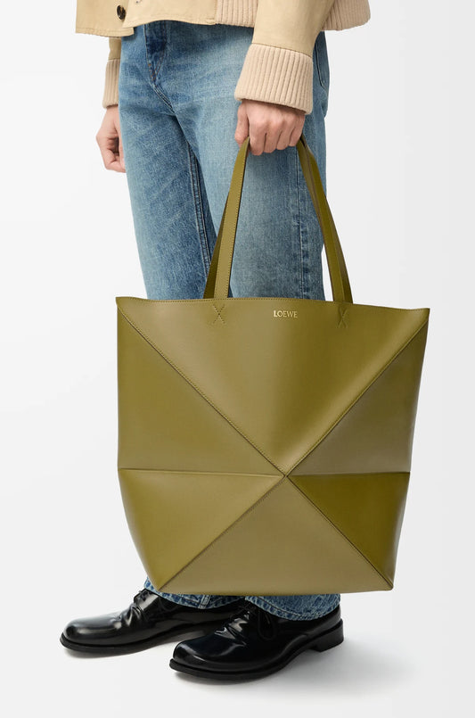 LOEWE XL Puzzle Fold tote in shiny calfskin