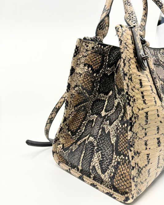 Coach crosby carryall in dark fog snake-embossed leather