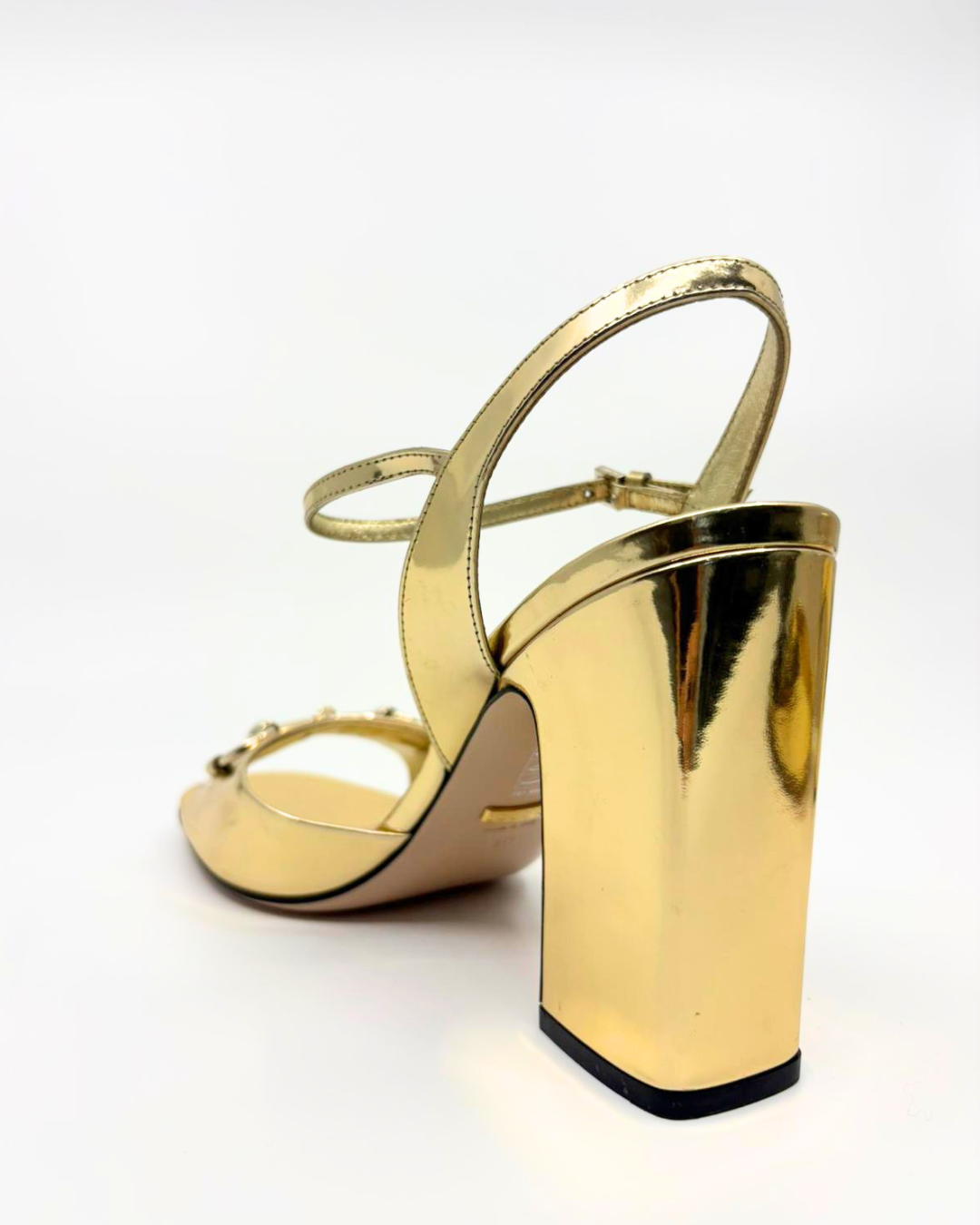 Gucci Lady horsebit metallic leather sandals