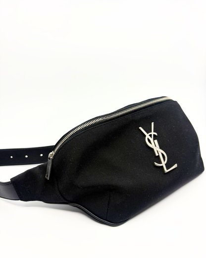 Saint Laurent canvas monogram belt bag black