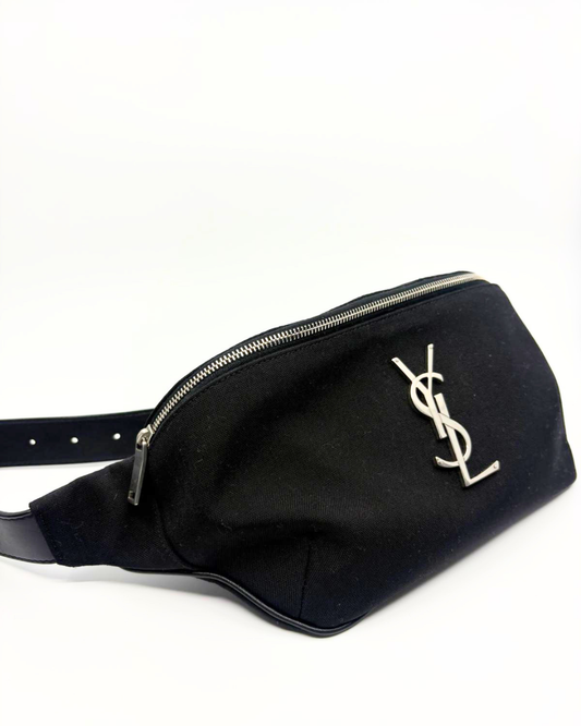 Saint Laurent canvas monogram belt bag black