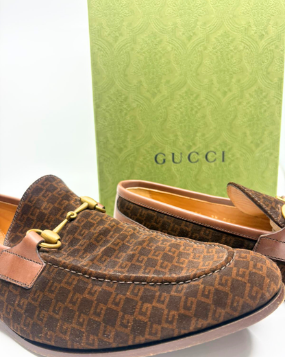 Gucci Suede Mini G cube loafers