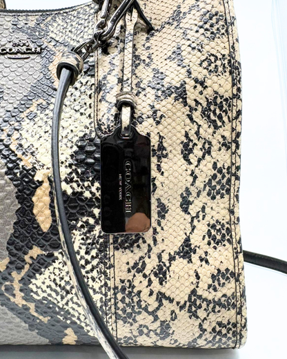 Coach crosby carryall in dark fog snake-embossed leather