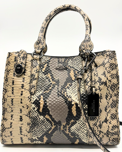 Coach crosby carryall in dark fog snake-embossed leather