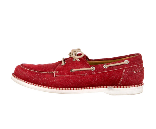 Jimmy Choo Metallic & Red Boat Shoes