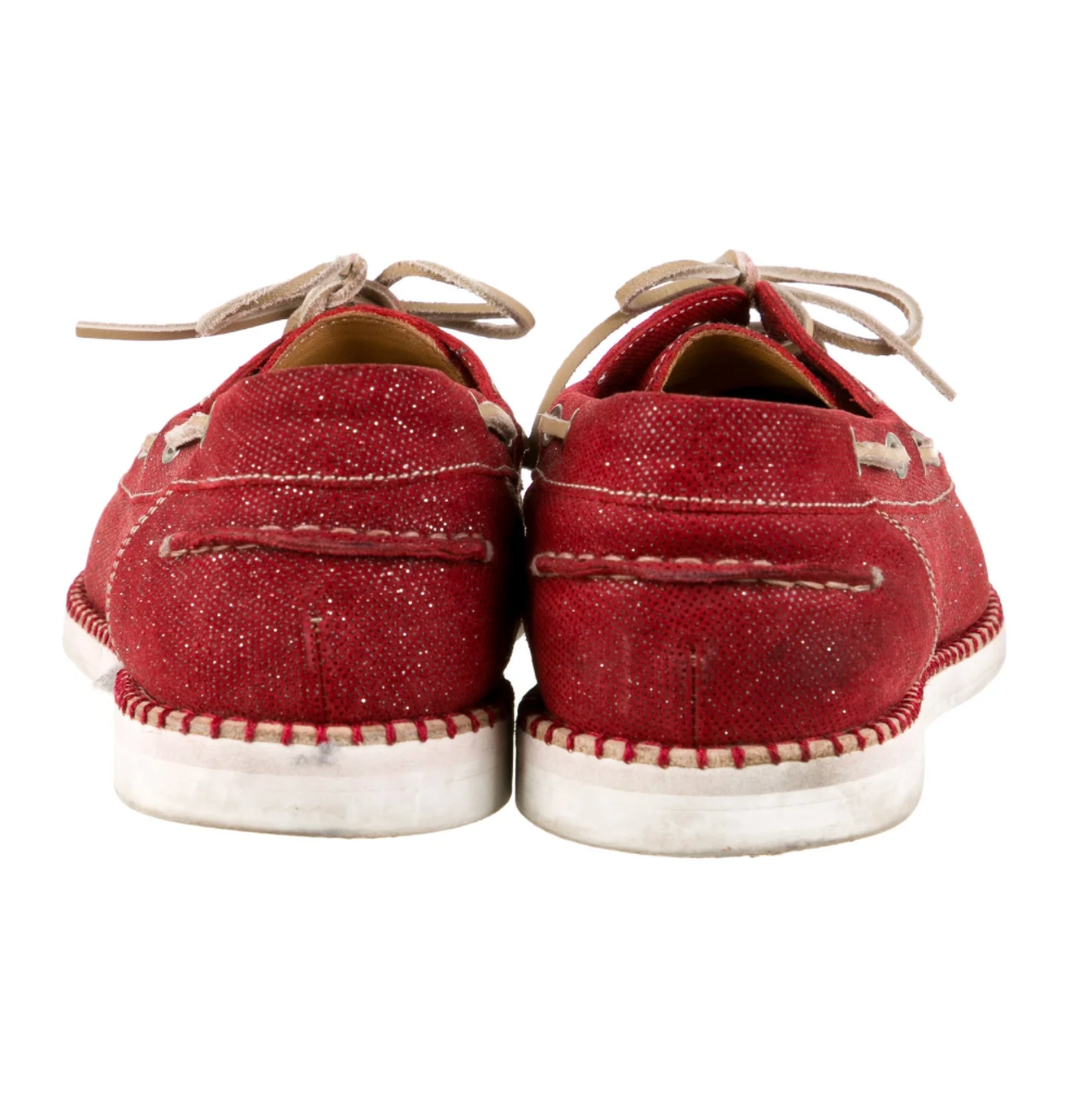 Jimmy Choo Metallic & Red Boat Shoes