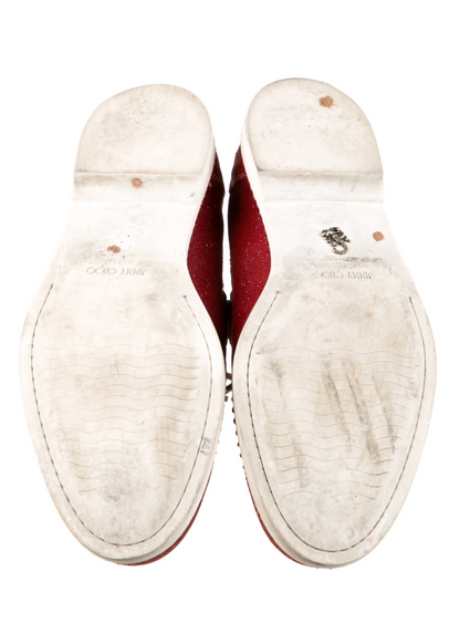 Jimmy Choo Metallic & Red Boat Shoes