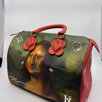 Louis Vuitton Mona Lisa Printed Leather Masters Collection Leonardo Da Vinci Speedy 30 Boston Bag